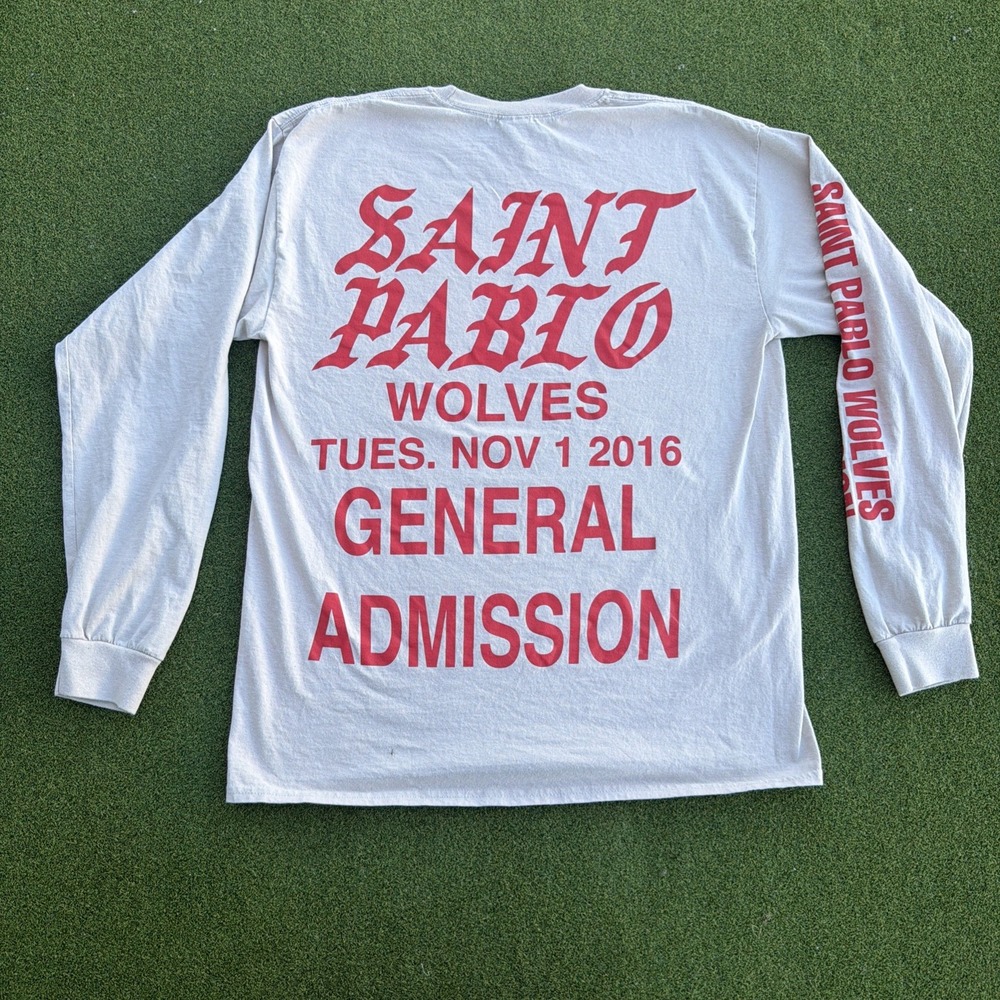 Kanye West TLOP Saint Pablo Wolves Graphic Long Sleeve L Beige